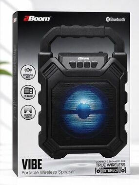 Vibe Portable Wireless Speaker - Black with Blue LED